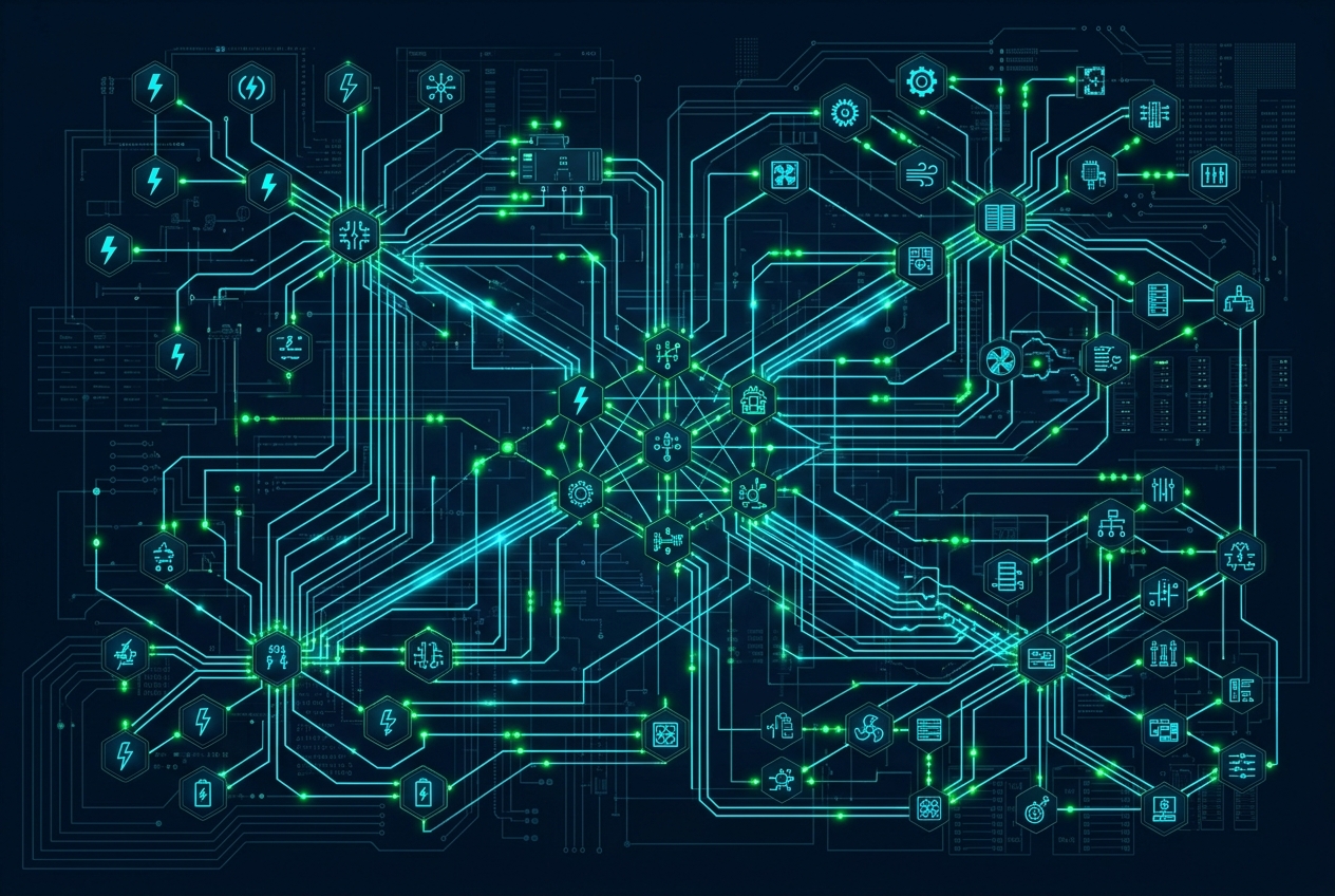 Illustration of connected electrical and control systems
